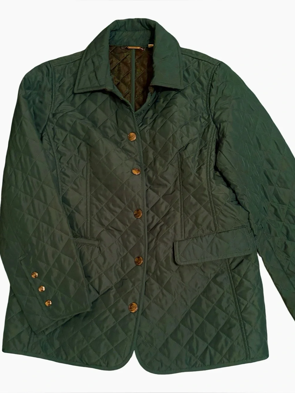 Chico's Quilted Snap Front Barn Jacket in Deep Teal Size 8 - Picture 2 of 13